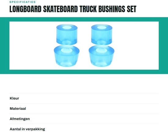 Set di Bussoli 8 pezzi - 92A Bussoli Skateboard Superiore/Inferiore - Bussoli Coniche/Cilindriche - Adatto per Longboard/Skateboard - Materiale PU Duraturo - Bussoli Skateboard