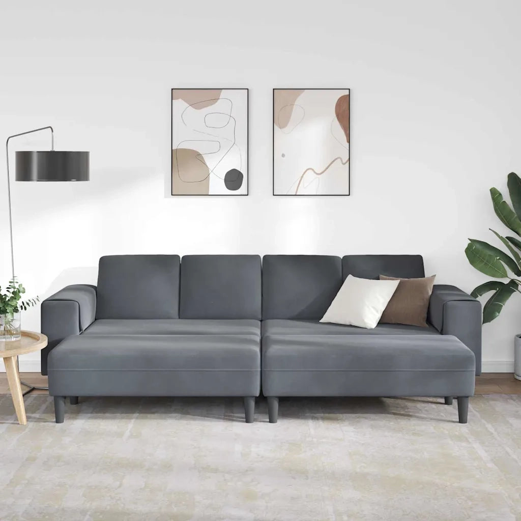 Set di divani 3 pcs Grigio scuro Velluto