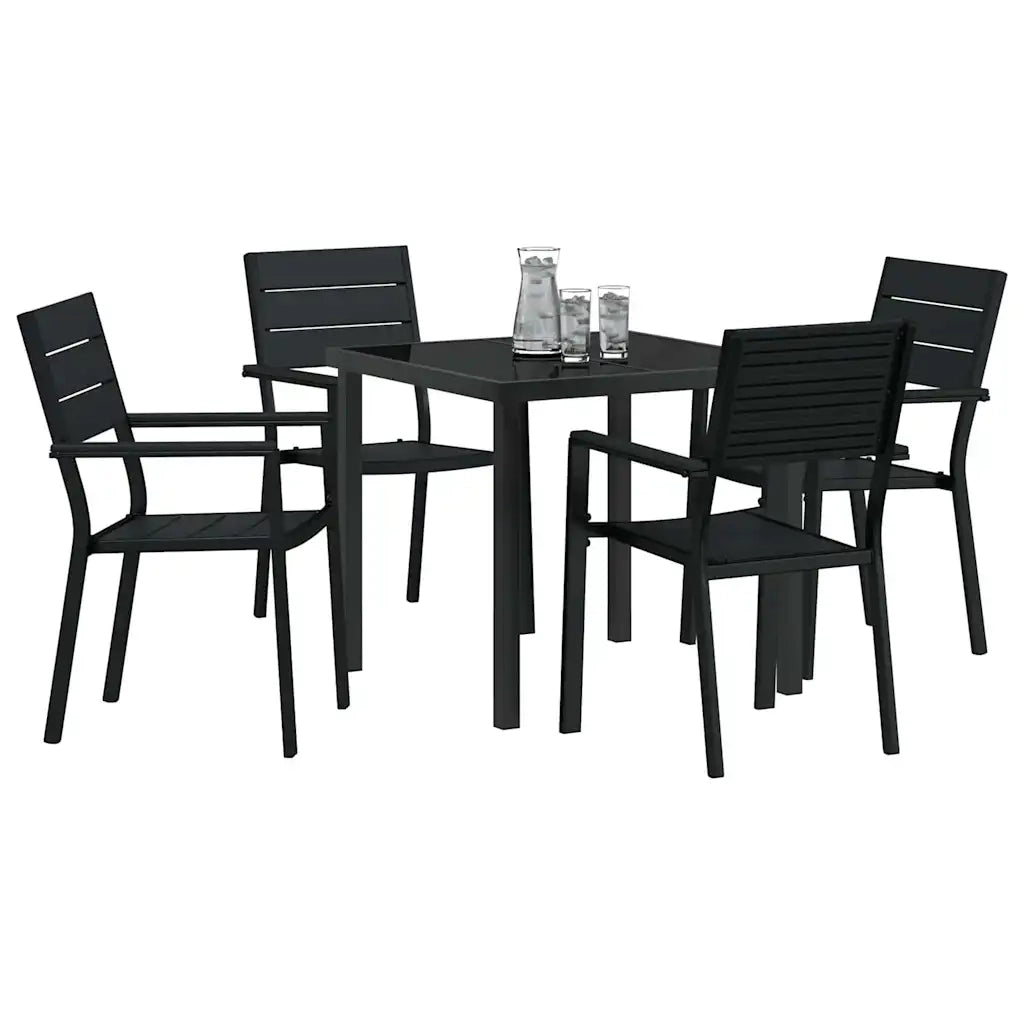 Set da Pranzo per Giardino 5 pcs Nero