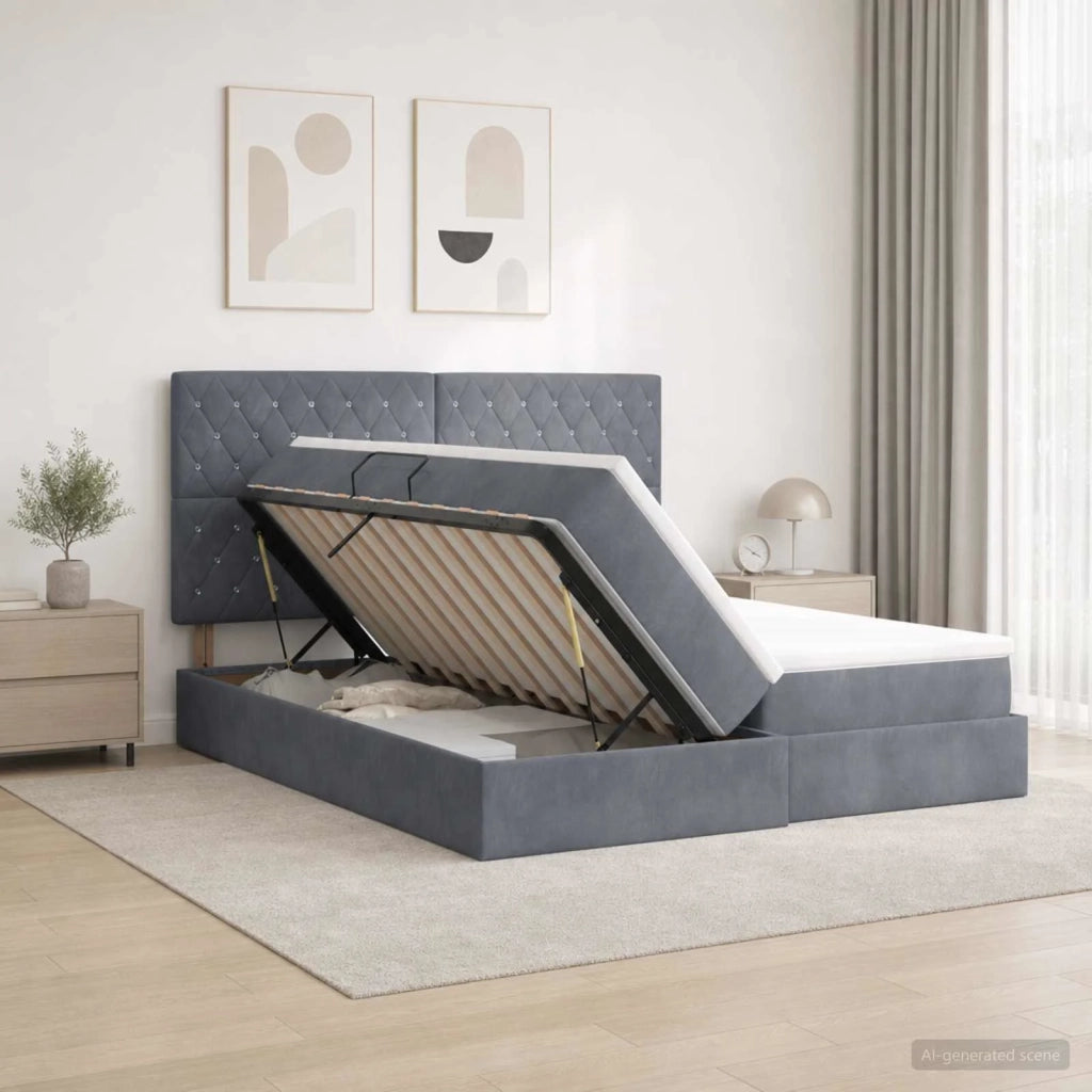 Letto con Contenitore Grigio Scuro 180 x 200 cm Velluto 3459814