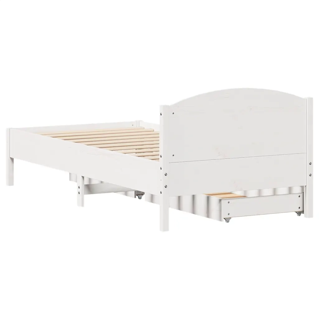 Letto senza Materasso Bianco 75x190 in Legno Massello di Pino 3301852
