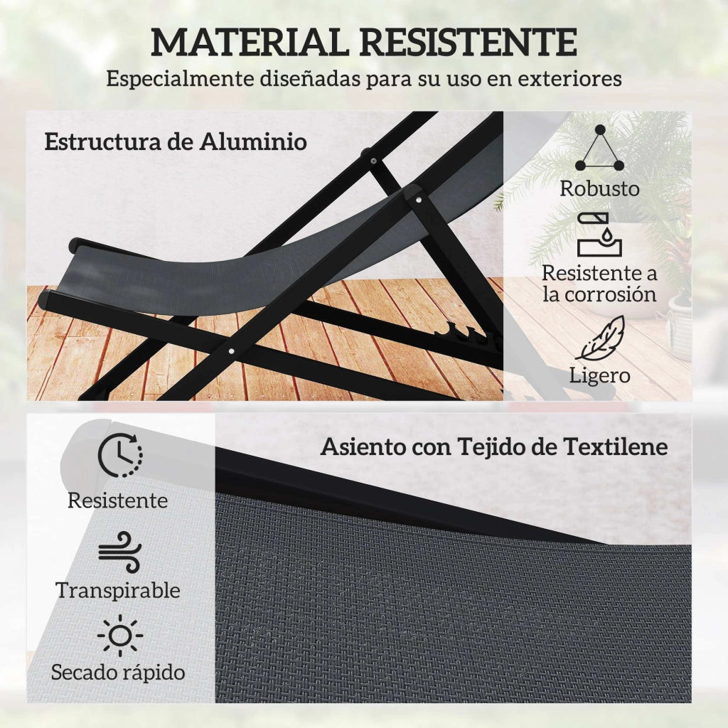 Set 2 Poltrone Pieghevoli ¨C zephmum ¨C Grigio Alluminio 60x100x85 cm