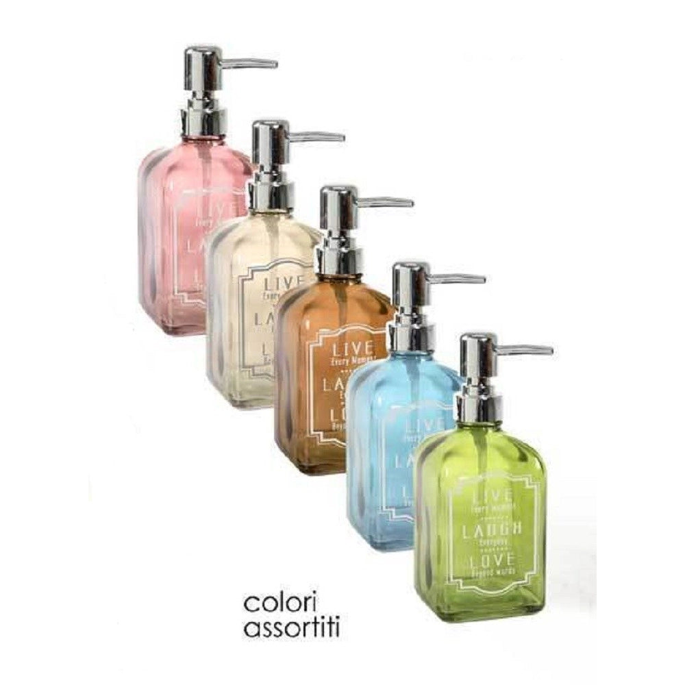 Trade Shop - Porta Sapone Liquido Dosatore Dispenser 450 Ml 18cm In Vetro Vari Colori 819292 -