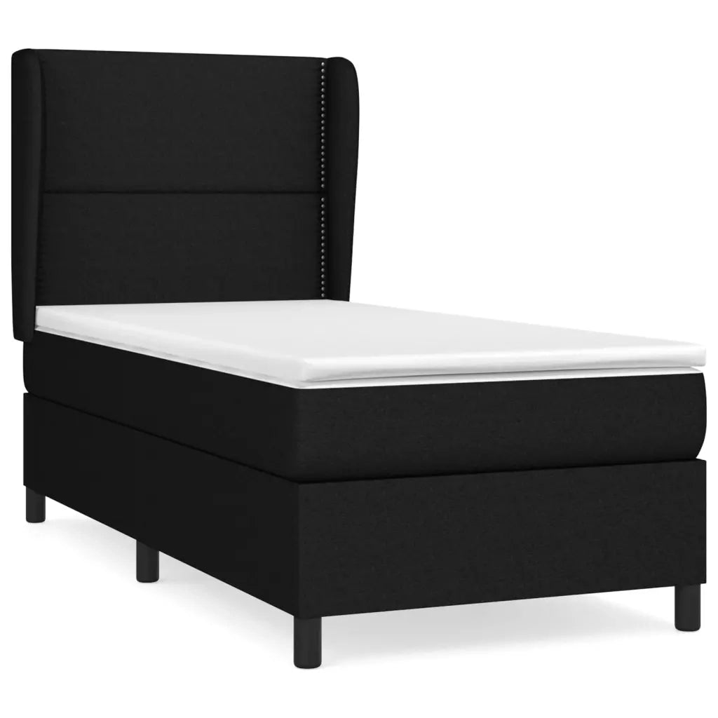Giroletto a Molle con Materasso-Struttura Letto Nero 80x200 cm inTessuto 303735