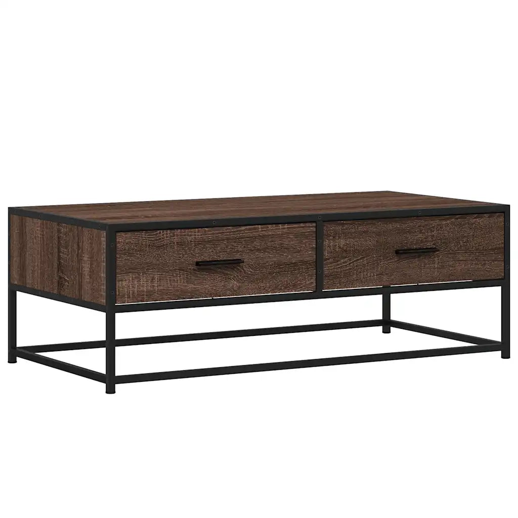Tavolino Salotto Rovere Marrone 100x50x35cm Multistrato Metallo 848783