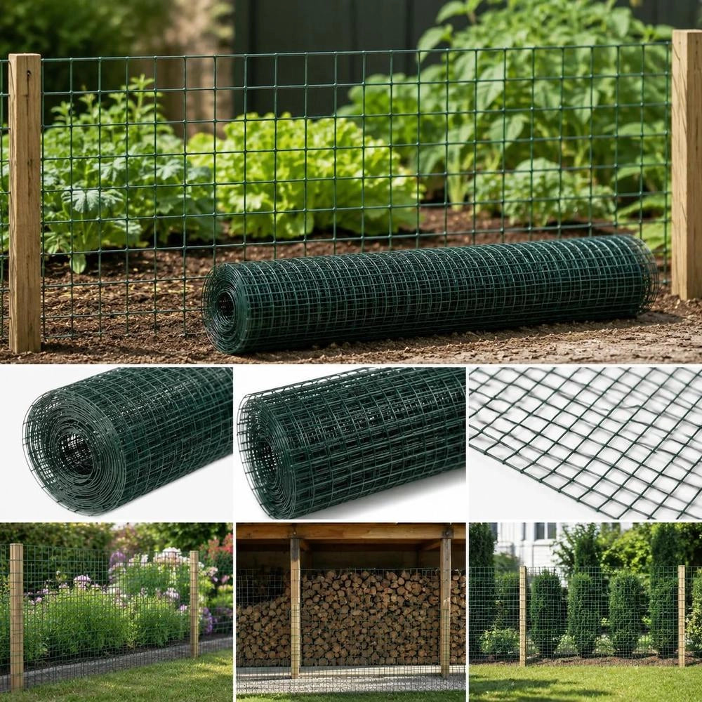 Steel Wire Fence With PVC Coating, 25x1.5 M, Green