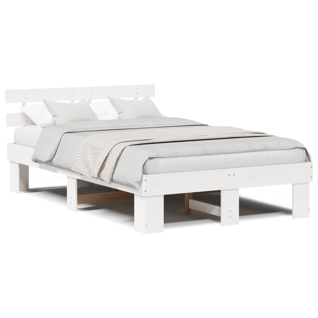 Struttura Letto con testiera bianca 120x200 cm Legno Massello di Pino