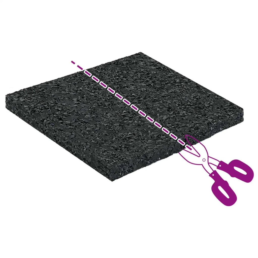 Pad per patio in granuli di gomma Nero 9 x 9 x 0,6 cm Gomma