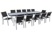 Set da pranzo da esterno estensibile "Lagos" - Tavolo estensibile 200/320 x 105 x 76 cm - 12 sedie - Nero