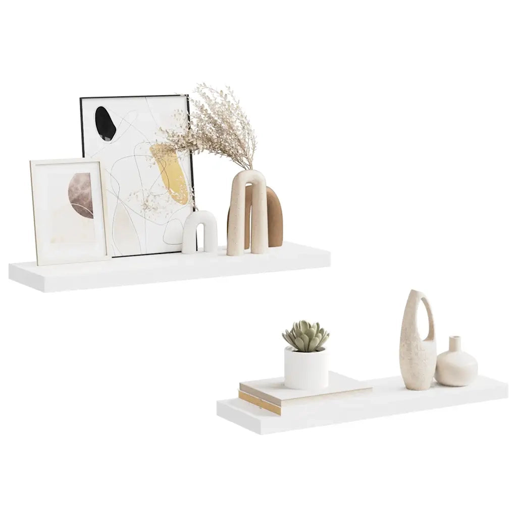 Scaffali a Parete 2 pz Bianco 80x23,5x3,8 cm in MDF cod mxl 53354
