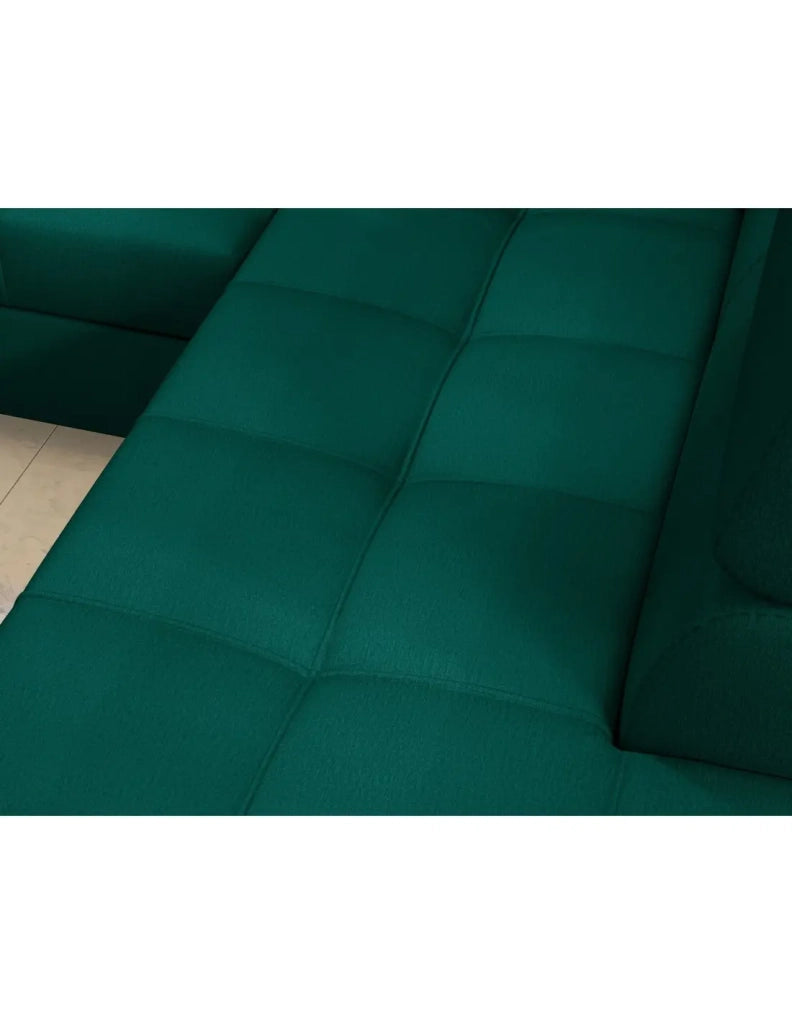 Divano angolare convertibile PALAZZO 4 posti verde scuro – angolo sinistro con 1 cuscino
