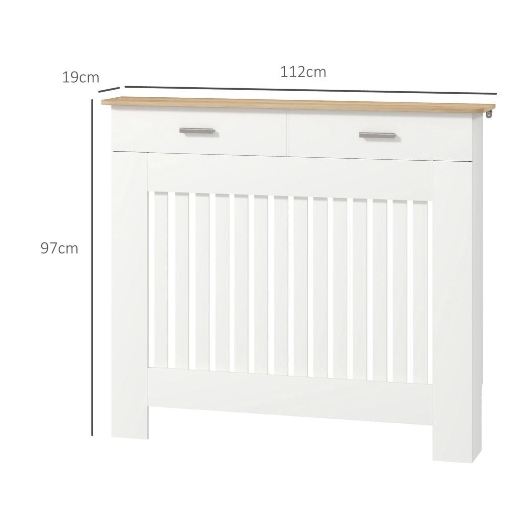 Copritermosifone con Cassetto Portaoggetti ¨C Xylo ¨C Legno Bianco 112x19x97 cm