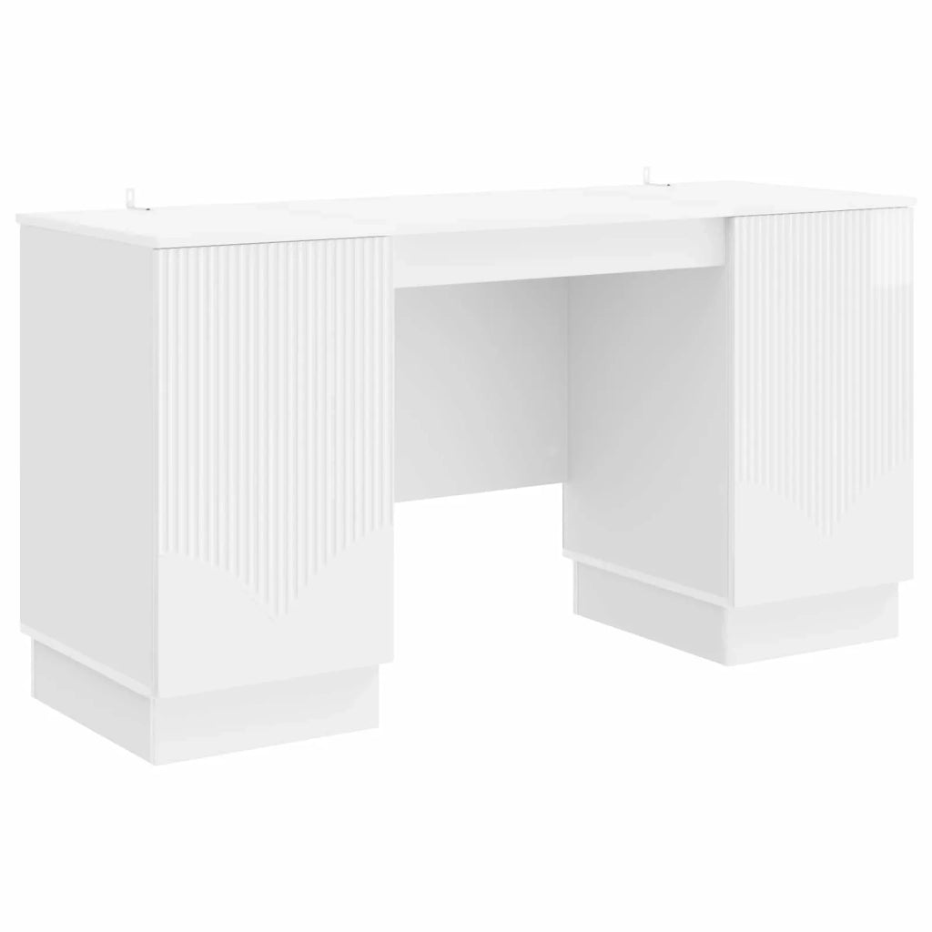 Scrivania Bianco Lucido 142,5 x 50 x 75 cm Legno ingegnerizzato