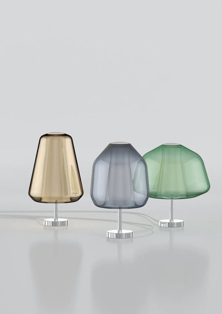 Lampada Conteporanea Double Skin Alpha Metallo Cromo Vetro Verde 1 Luce E27