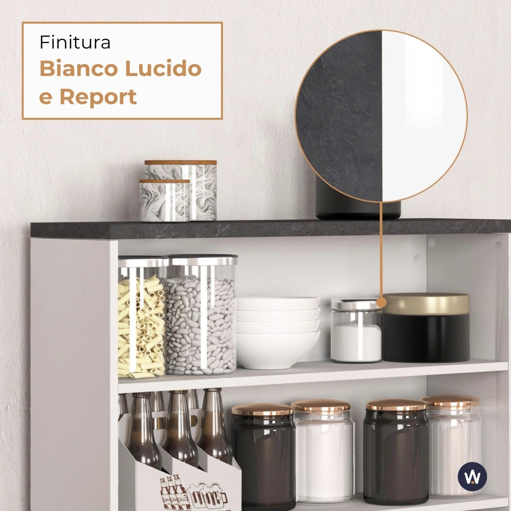 WHOUS Mobile a scaffale Sole con 3 ripiani bianco lucido e report 90x90x25 cm