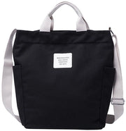 Borsa a tracolla da donna in canapa, grande e chique, con cinturino da crossbody, shopper in tessuto (nero)