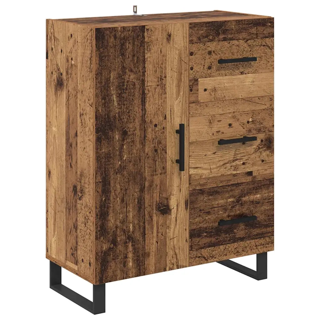 Credenza 2 pcs Legno vecchio Legno Stratificato e Vetro