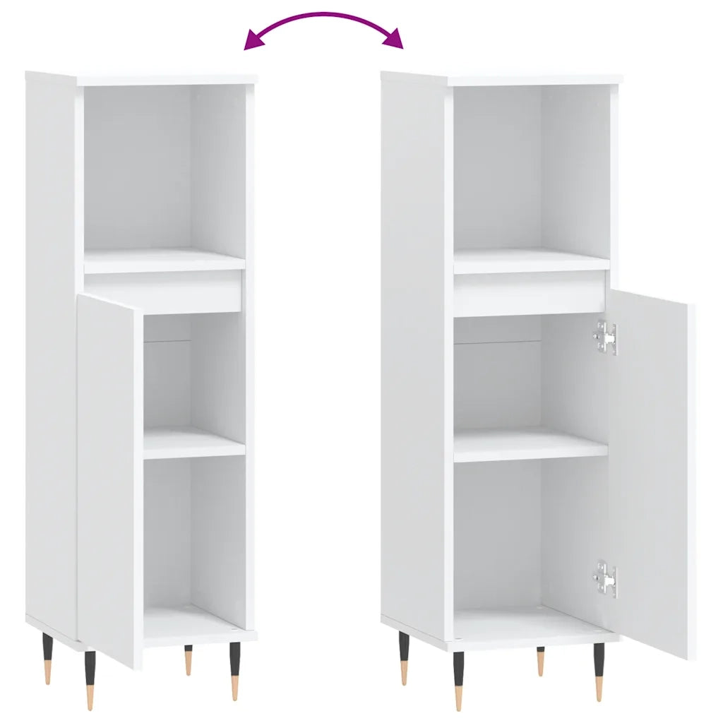 Armadietto da Bagno | Armadio da bagno Bianco 30x30x100 cm in Legno Multistrato