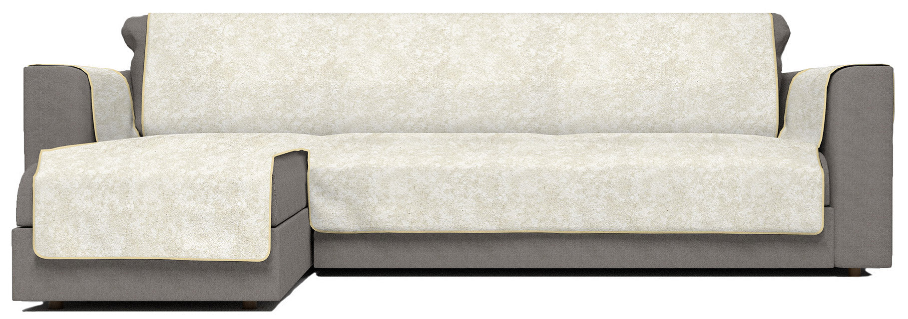 Copridivano con Penisola Sinistra Seduta 290 cm in Poliestere e Cotone Panna