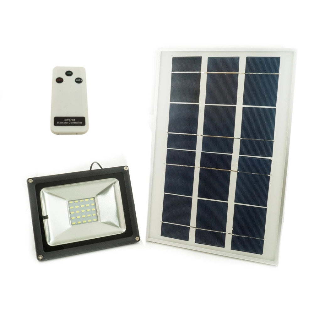 Trade Shop - Faro Led A Energia Solare Con Pannello Fotovoltaico Crepuscolare + Telecomando W -
