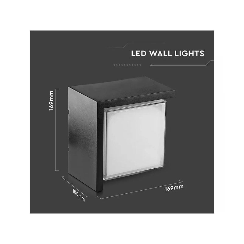 Applique Lampada Led Da Muro Parete Quadrato Neutro 4000K 12W Con Diffusore Semicoperto Colore Nero SKU-218540