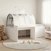 Letto con Tunnel con lo scaffale 3 pcs Bianco Legno multistrato