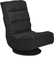 Poltrona Relax da Terra Pieghevole Reclinabile Girevole, Poltrone da Divano per Studio Salotto, con Schienale, Ottima per Rilassarti (Nero)