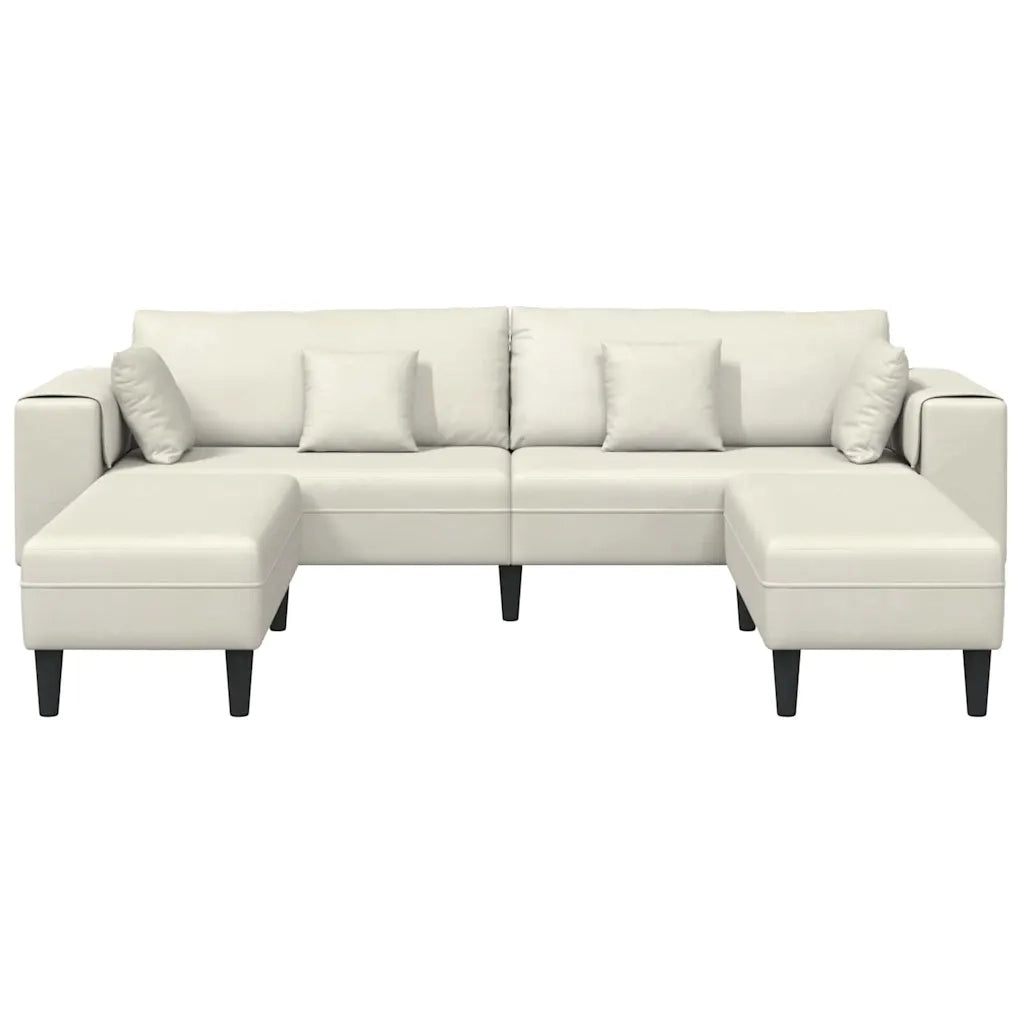 vidaXL Divano in Velluto con cuscino 3 pcs Crema 208 cm Velluto