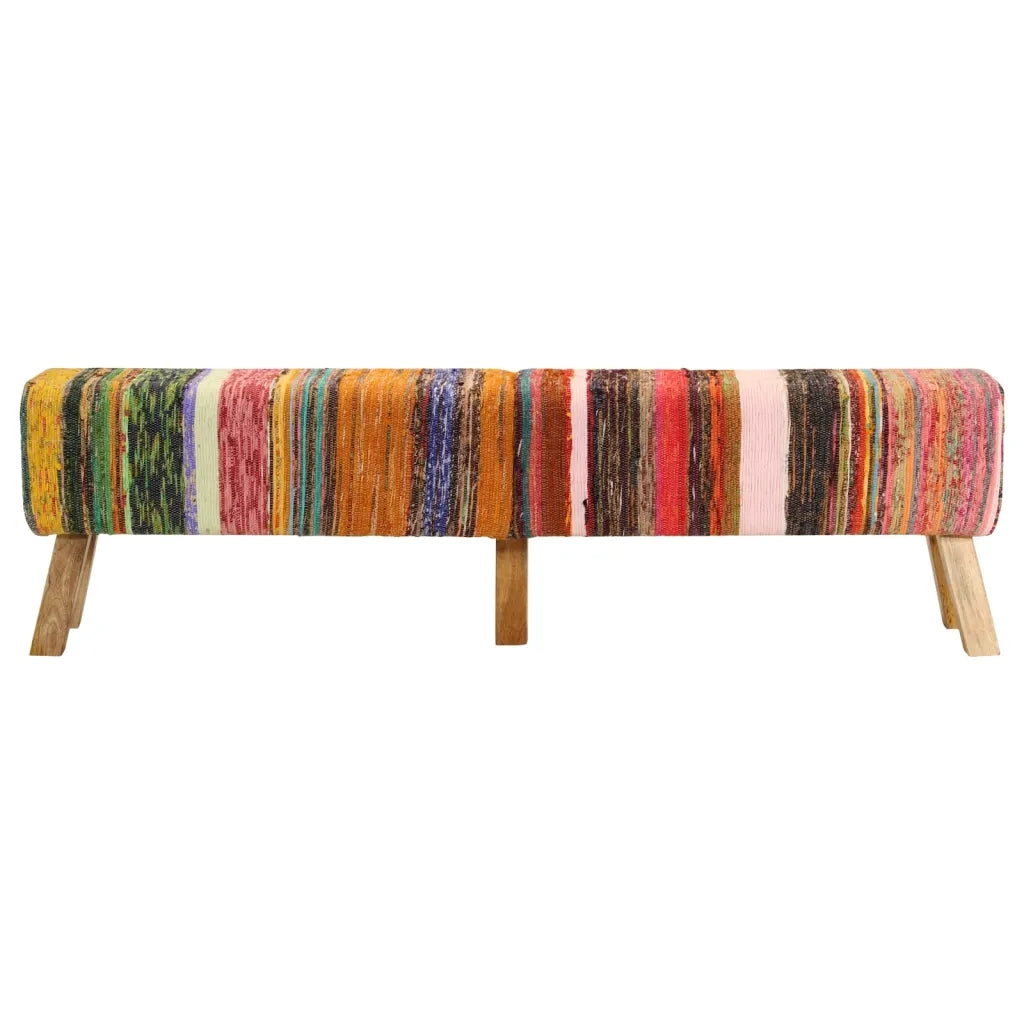 Panca Multicolore 160 cm Tessuto Chindi e Legno Massello Mangocod mxl 110333