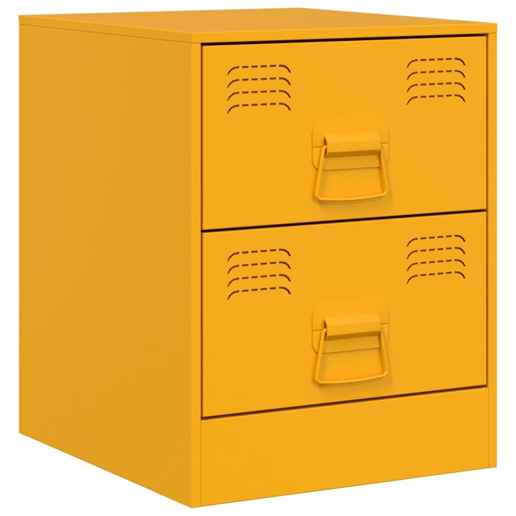 Comodini 2 pz Giallo 34,5x39x44 cm in Acciaio