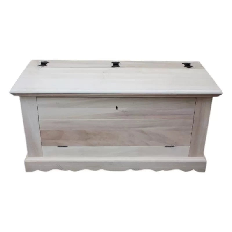Cassapanca doppia apertura classica in legno grezza l.100 p.43 h.50 (716) - Mobili 2G