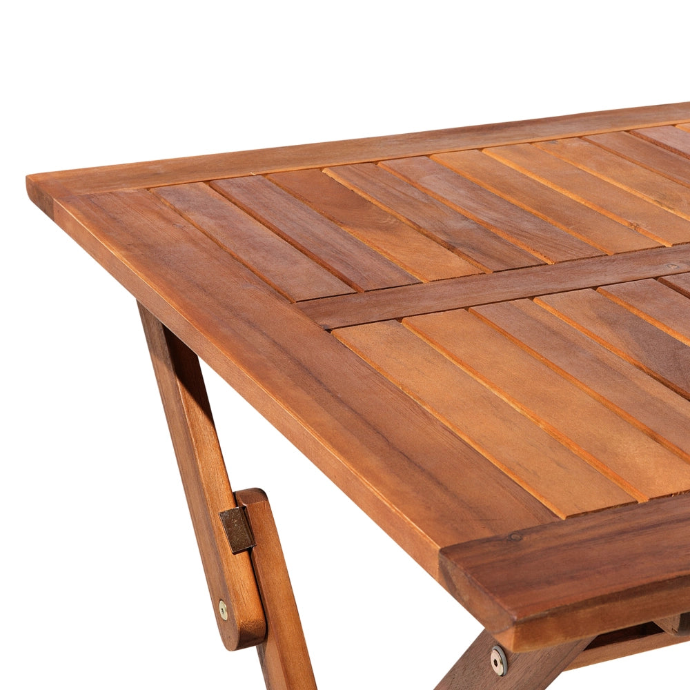 Tavolo da pranzo da giardino in legno di acacia scuro 140 x 75 cm pieghevole da esterno a 6 posti rettangolare