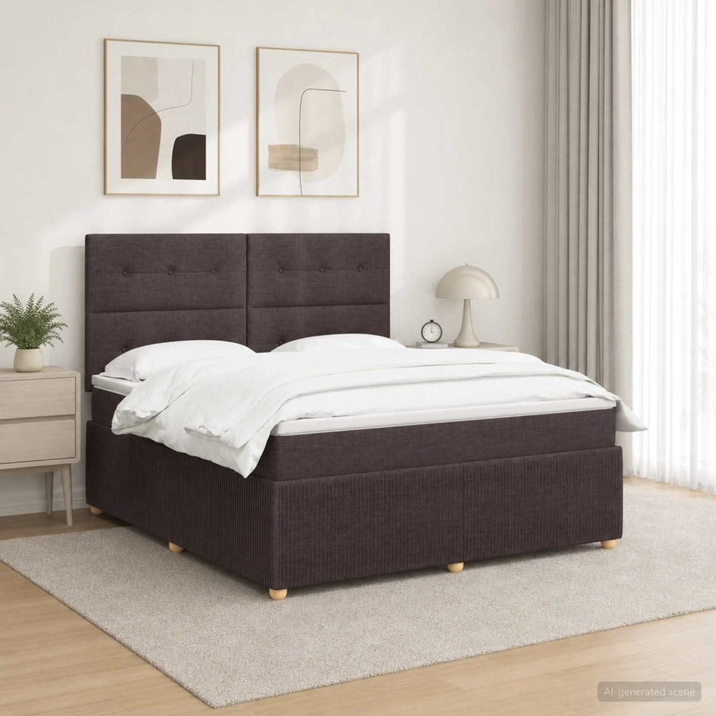 Letto Box Spring LED con Materasso Marrone Scuro 140 x 190 cm 3455856