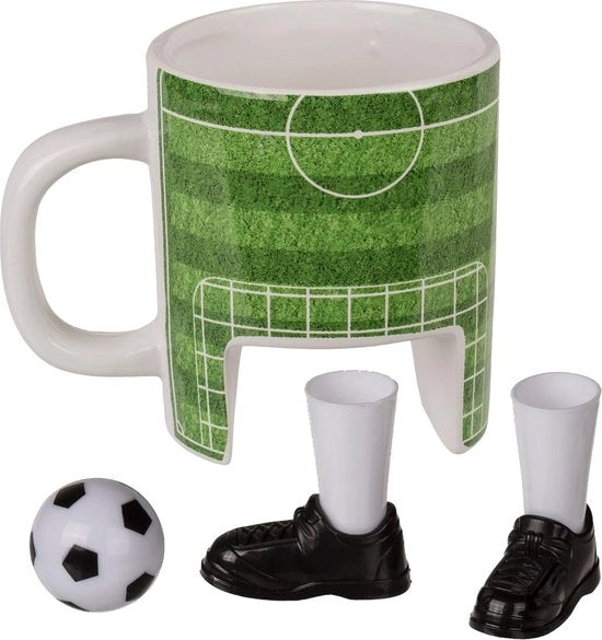 Set di Regali - Mini Calcio e Stivali da Calcio per Dita - Tazza da Caffè in Ceramica Calottino