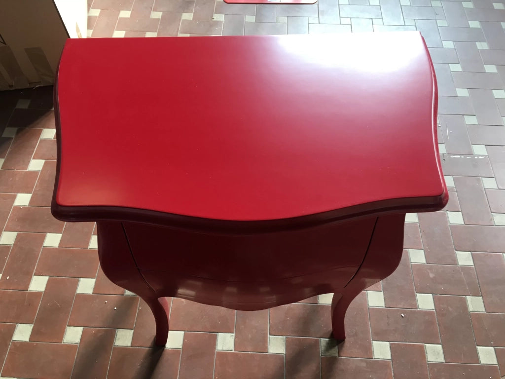 Comodino bombato legno rosso brillante 50x30x60 - Mobili 2G
