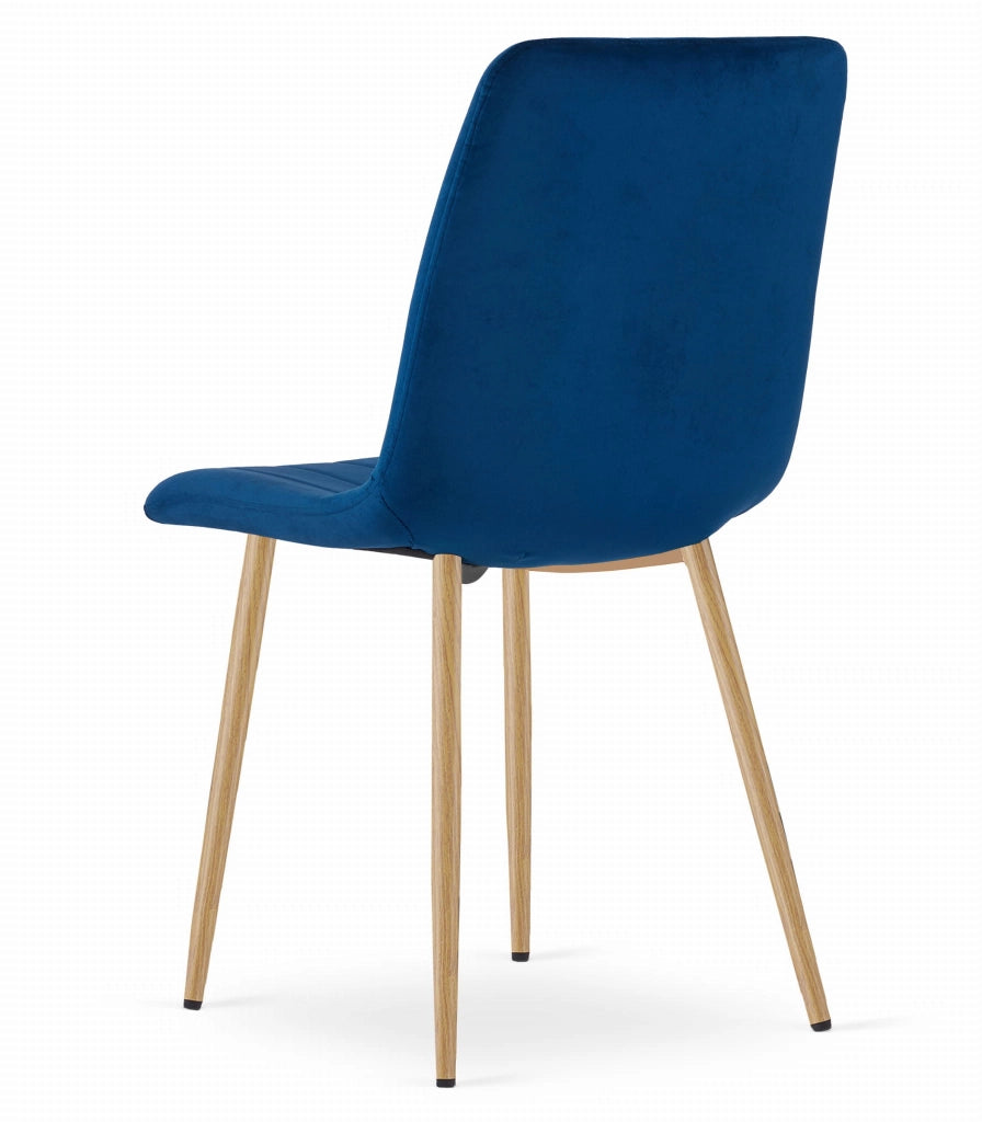 Sedia VALORA JEWA - Velluto blu navy con gambe color legno x 4