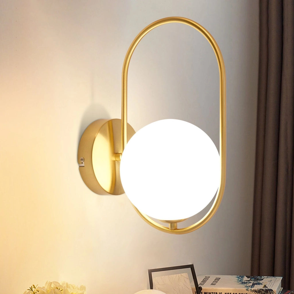 ZMH Lampada da parete moderna per interni design in vetro e metallo dorato G9 Lampada da letto creativa vintage