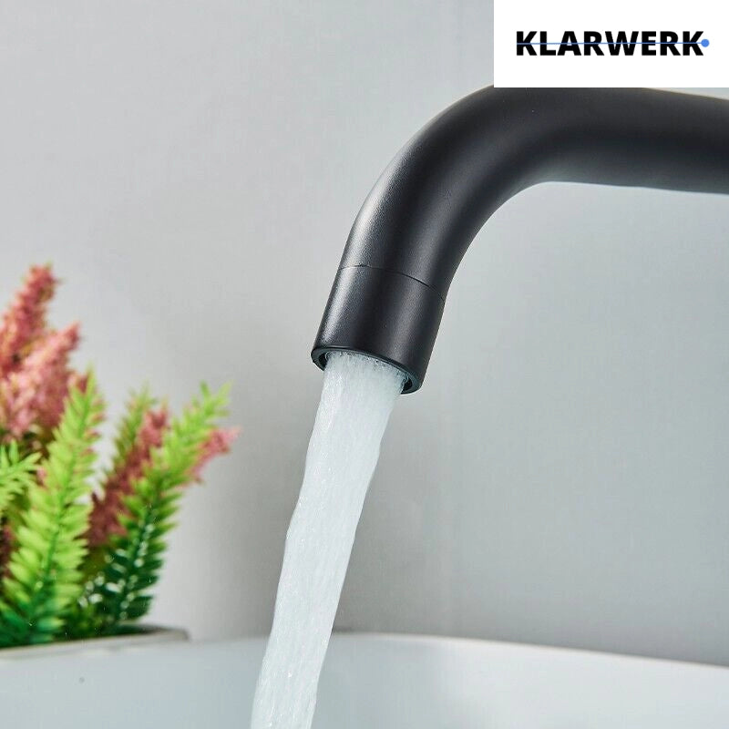 NAVIS|Rubinetto da bagno a parete in 2 parti nero semplice in acciaio inox a parete per bagno|Miscelatore per lavabo con rubinetto gastronomico hotel