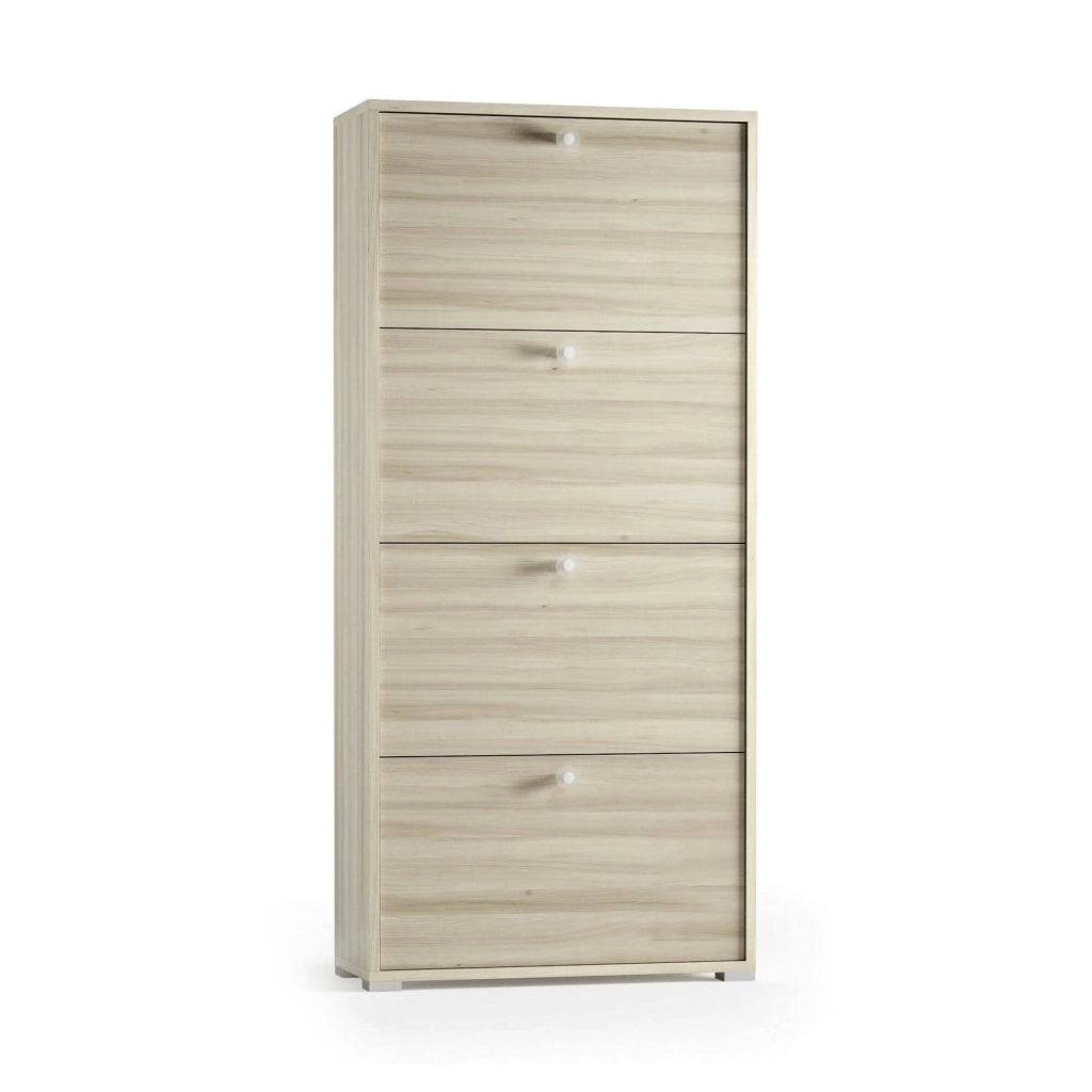 Mobile Portascarpe Adeindein, Scarpiera 24 Paia Made in Italy, 67x28x147h cm Marrone Rovere