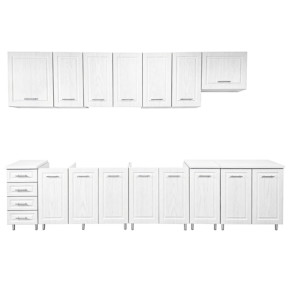 Mobile Base per Cucina Componibile Legno Boiserie Bianco Frassinato con 2 Ante