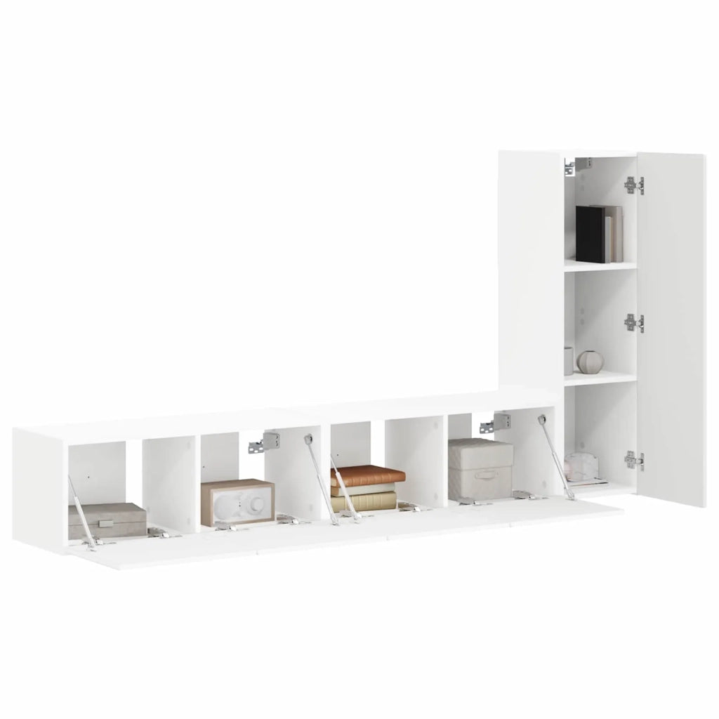 Set mobile TV Montaggio a parete 3 pz-Credenza per TV Bianco Legno multistrato 626204