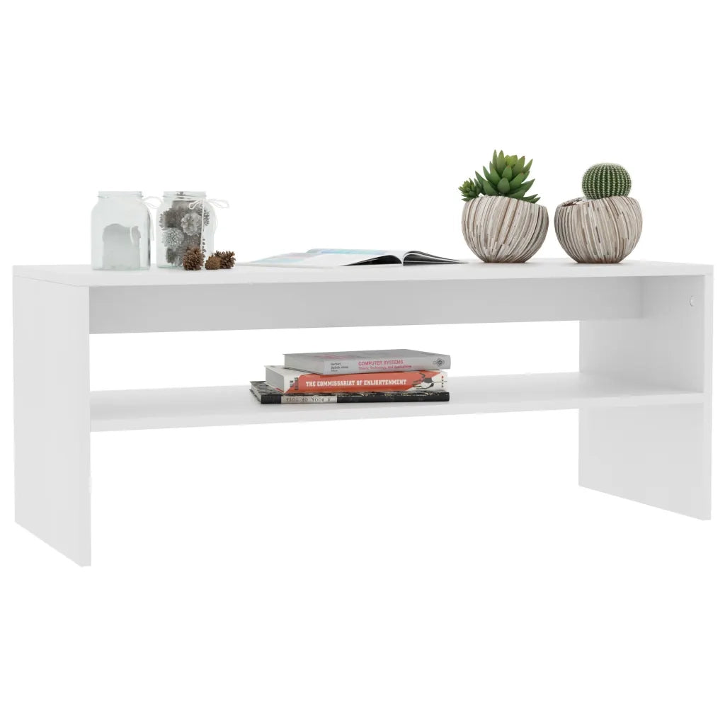 Tavolino da Salotto Bianco 100x40x40 cm in Legno Multistrato 800126