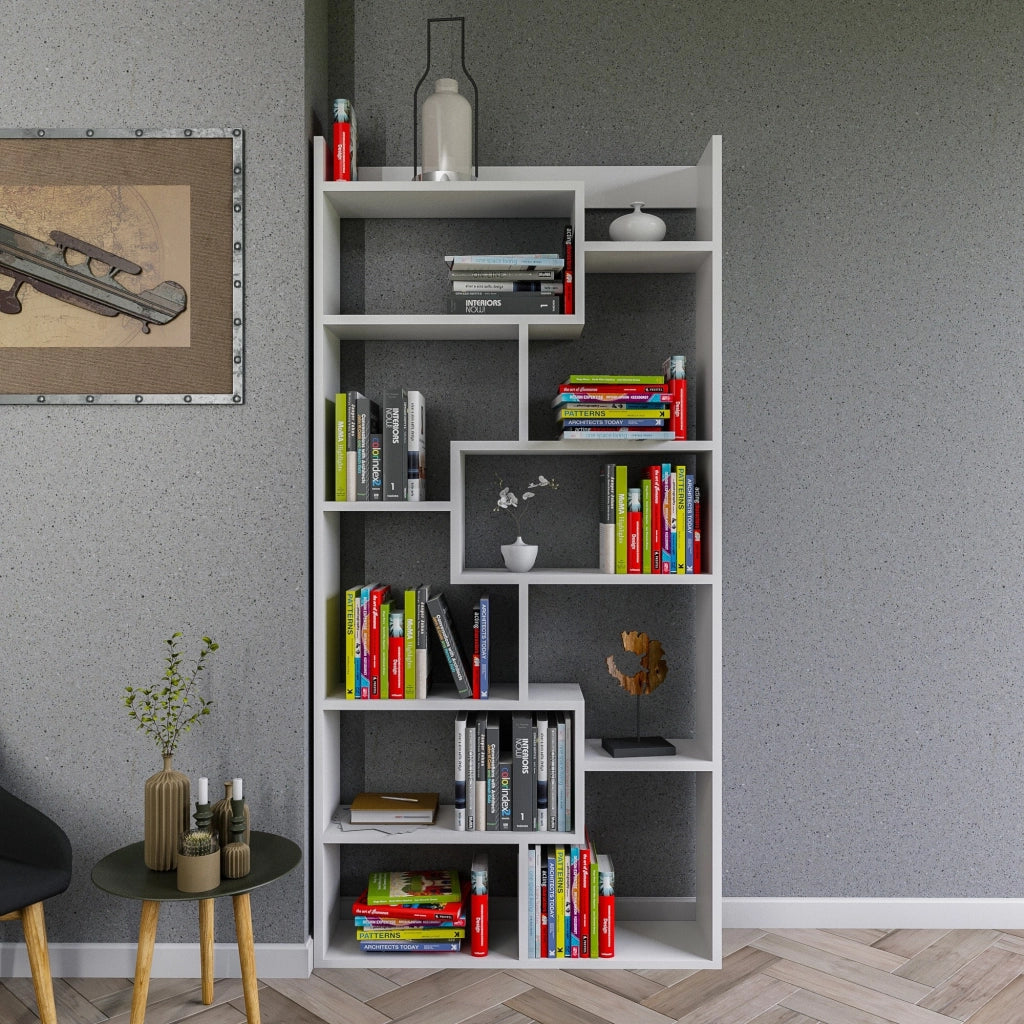 Libreria in legno "Kuttap" - 90 x 22 x 182 cm - Bianco