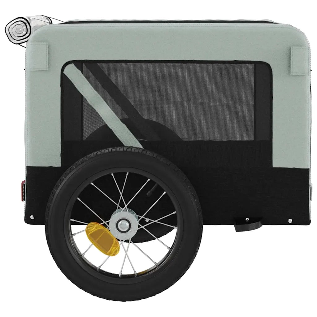 Rimorchio da Bici per Animali Grigio e Nero Oxford e Ferro 93909