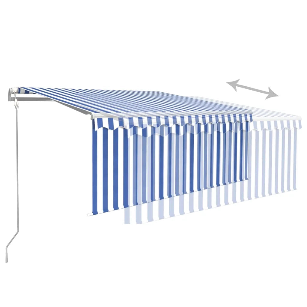 Tenda Sole Retrattile Automatica Parasole 3,5x2,5m Blu Bianco 3069286