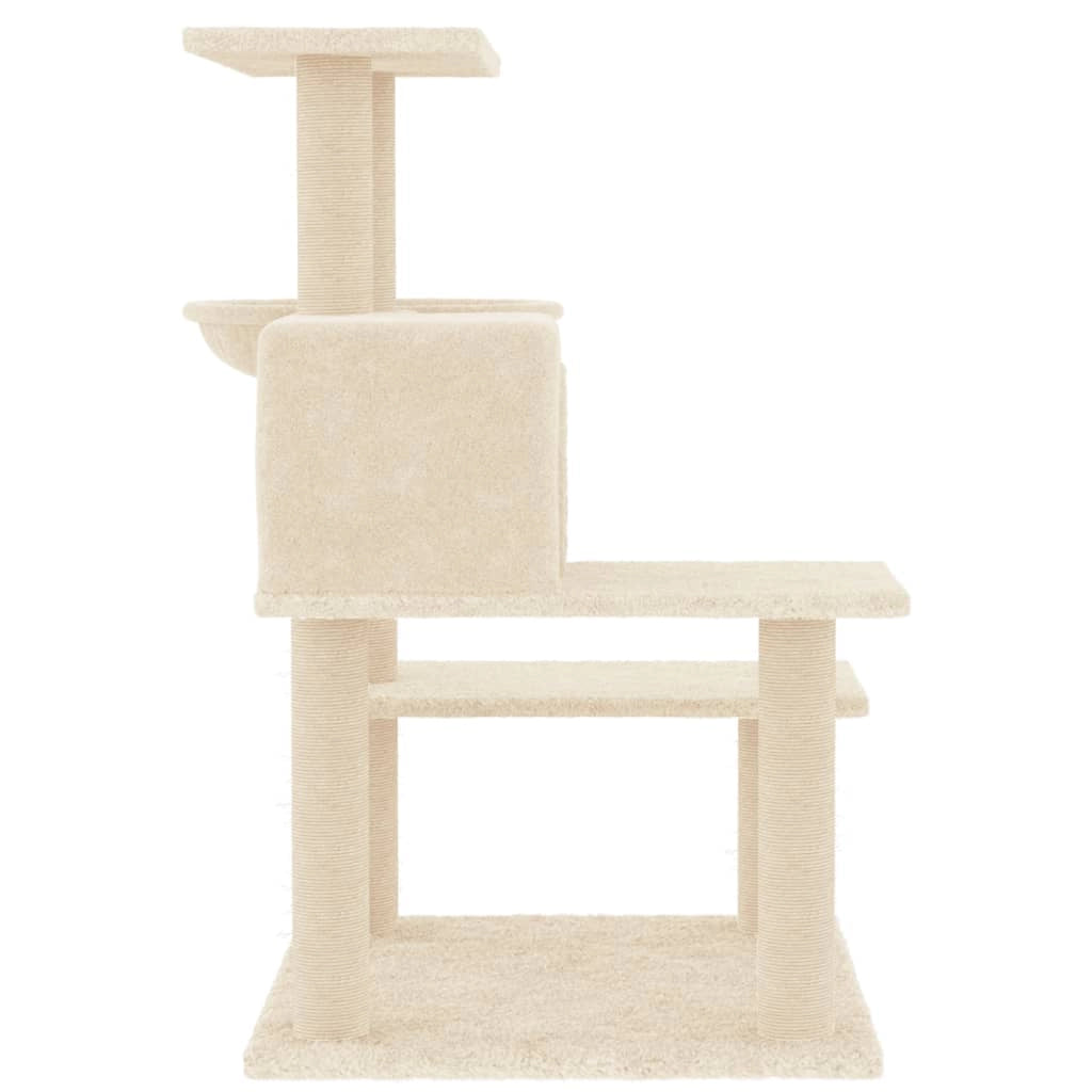 Tiragraffi per gatti Mobili per arrampicata su torre Tiragraffi piattaforma da arrampicata con tiragraffi in sisal 82,5 cm crema 02_0022525