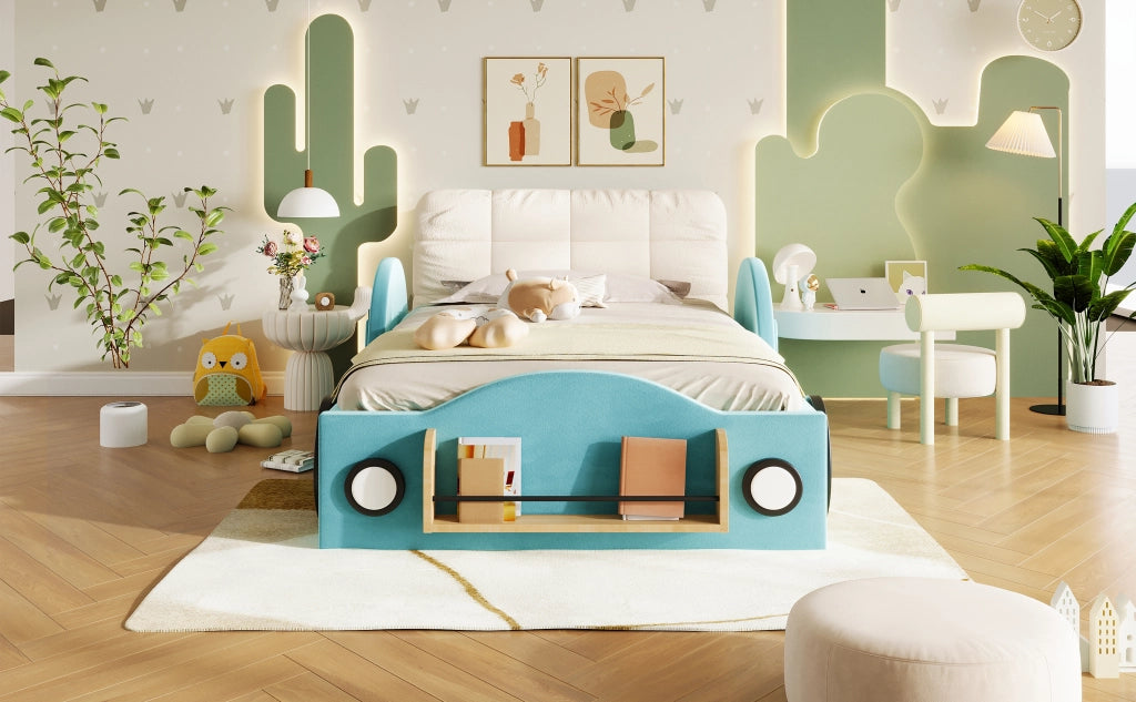 letto imbottito flanella blu 90 x 200 cm