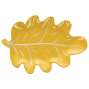 Piatto 25 Cm X 17 Cm X H 3 Cm Foglia Porcellana Giallo