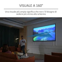 Telo per Proiettore da 120" Formato 16:9/4:3 ad Altezza Regolabile, 251.8x8.6x7 cm, Bianco e Nero