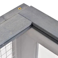 Casetta per Tartarughe con 2 Spazi, Gabbie per Piccoli Animali, in Legno Massello, 91 x 60,5 x 32 cm, Grigio